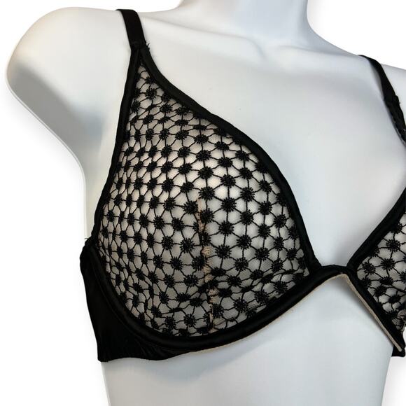 Victoria Secret Luxe Starburst Sheer Bra 34D/D75 Unlined Wired Demi Side Closure - Picture 10 of 15